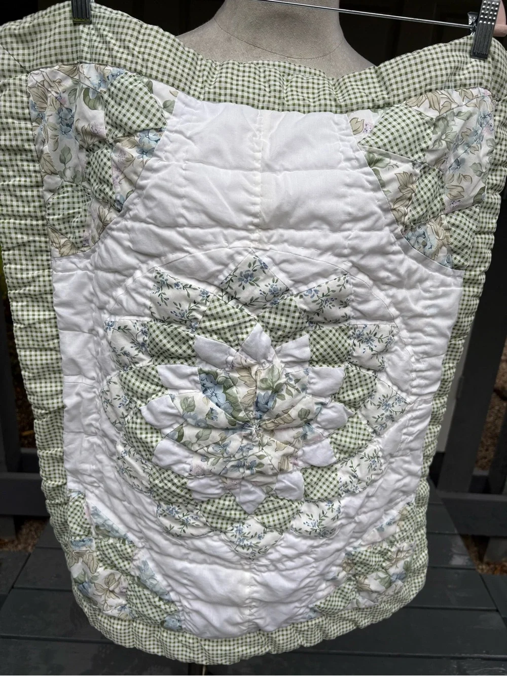 Cottage Floral Patchwork Standard Shams-Set of 2 White & Green Accents